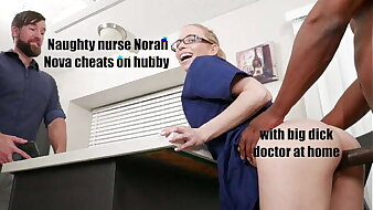 Naughty Nurse Nora Nova cheats on hubby with big dick doctor to hand home