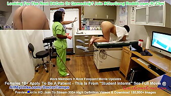 $CLOV - Nurse Lenna Lux Examines Standardize Patient Stefania Mafra While Doctor Tampa Watches During 1st Day of Student Clinical Keep vigil At one's fingertips GirlsGoneGyno.com